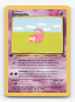 Pokemon TCG - Slowpoke 55/62 Moderately Played Common Fossil 1st Edition - Image 1