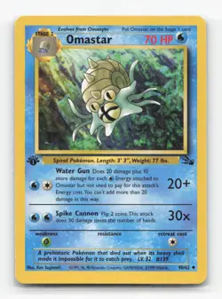 Pokemon TCG - Omastar 40/62 Lightly Played Uncommon Fossil 1st Edition - Image 1