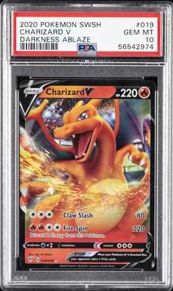 2020 POKEMON SWORD & SHIELD DARKNESS ABLAZE #019 CHARIZARD V PSA 10 - Image 1