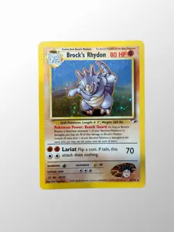 90’s Pokemon Brock’s Rhydon Gym Heroes Holo Rare Unlimited 80 HP 2/132 - Image 1