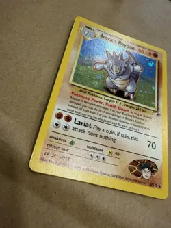 90’s Pokemon Brock’s Rhydon Gym Heroes Holo Rare Unlimited 80 HP 2/132 - Image 2