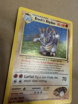 90’s Pokemon Brock’s Rhydon Gym Heroes Holo Rare Unlimited 80 HP 2/132 - Image 5