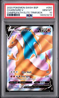 PSA 10 CHARIZARD V SWSH050 FULL ART BLACK STAR PROMO CHAMPIONS PATH POKEMON 🔥 - Image 1