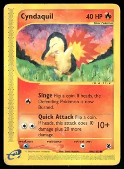 2002 Pokemon Cyndaquil Common Expedition Base Set 104/165 DMG - Image 1