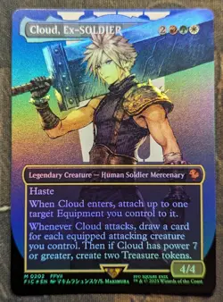 CLOUD, EX-SOLDIER Borderless Foil - Final Fantasy MTG Magic: the Gathering - Image 1