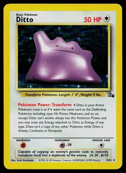 Pokemon Card - Ditto Fossil 3/62 Holo Rare - Image 1
