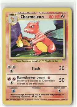 Pokemon 4th Print Charmeleon Uncommon Base Set 024/102 NM - Image 1