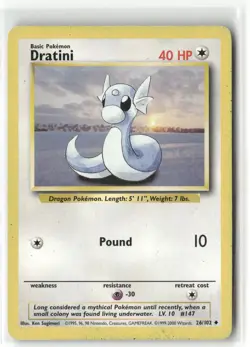 Pokemon 4th Print Dratini Uncommon Base Set 026/102 NM - Image 1