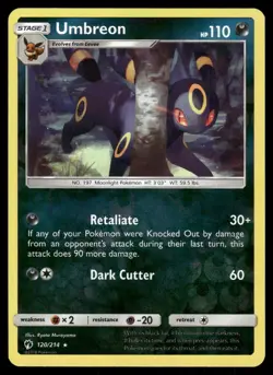 Umbreon 120/214 Rare Lost Thunder Pokemon Reverse Holo Near Mint - Image 1
