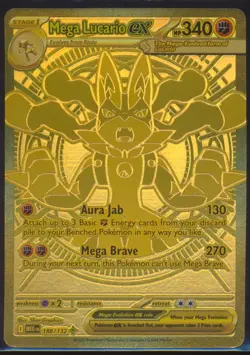 Pokemon Mega Lucario EX Full Art Gold Holo Mega Hyper Rare 188/132 NM #1! - Image 1