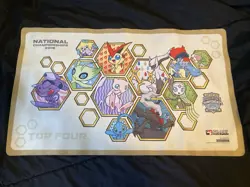 Official Pokemon playmat featuring Mew, Celebi, Jirachi from 2016 National Top 4 - Image 1