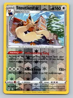 Pokemon Stoutland SWSH07: Evolving Skies 135/203 Near Mint NM Reverse Holo - Image 1
