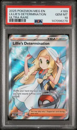 2025 POKEMON MEG EN-MEGA EVOLUTION ULTRA RARE #169 LILLIE'S DETERMINATION PSA 10 - Image 1