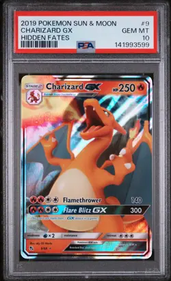 2019 POKEMON SUN & MOON HIDDEN FATES #9 CHARIZARD GX PSA 10 - Image 1