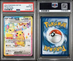 2024 POKEMON SSP EN-SURGING SPARKS ULTRA RARE #219 PIKACHU EX PSA 10 - Image 3