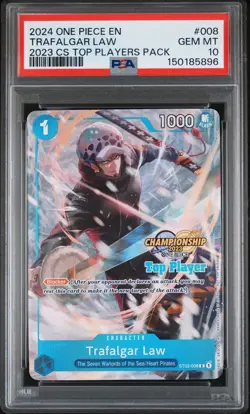 2024 ONE PIECE CHAMP 2023 TOP PLAYERS PACK #008 TRAFALGAR LAW PSA 10 - Image 1