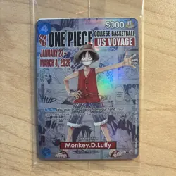 Monkey.D.Luffy One Piece US Voyage Rutgers Basketball Sealed Card and Poster - Image 1