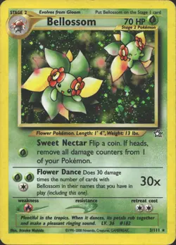 BELLOSSOM 3/111 HOLO RARE NEO GENESIS POKEMON UNLIMITED HOLO MP - Image 2