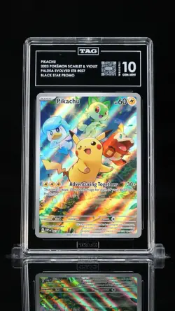 Pokemon Pikachu 027 Scarlet & Violet Promo Holo TAG 10 2023 - Image 1