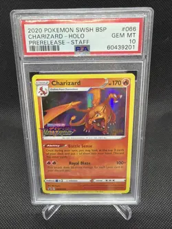 2020 Pokemon Charizard Holo Prerelease Staff PSA 10 Vivid Voltage SWSH #066 🔥 - Image 1