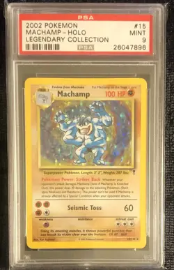 2002 POKEMON MACHAMP #15 HOLO LEGENDARY COLLECTION MINT PSA 9 - Image 1