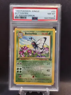 1999 POKEMON JUNGLE 1ST EDITION #33 BUTTERFREE "d" EDITION ERROR PSA NM-MT 8 - Image 1
