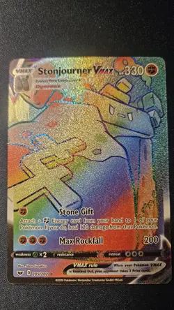 Pokemon TCG Stonjourner VMAX Secret Rainbow Rare Sword & Shield 205/202 - Image 1
