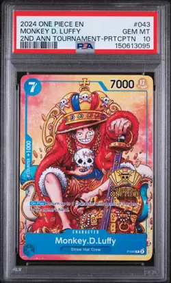 PSA 10 2024 One Piece EN Monkey D. Luffy 2nd Anniversary Tournament Promo #P-043 - Image 1