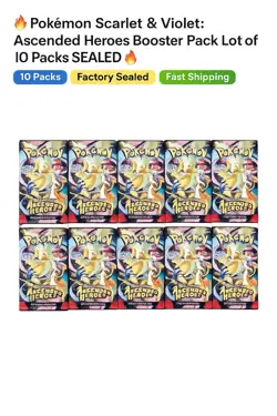Nintendo Pokemon TCG Mega Evolution Ascended Heroes Booster Pack. (Lot Of 10) 820650853258 - Image 3