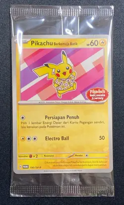 Pikachu Batik Shirt Indonesian Journey Promo 2024 Pokemon #190/SV-P Sealed - Image 1