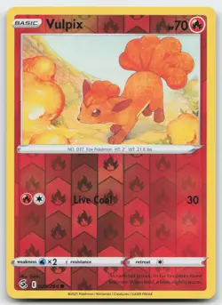 Pokemon Vulpix 28 SWSH08: Fusion Strike SWSH08 Reverse Holo 028/264 NM - Image 1