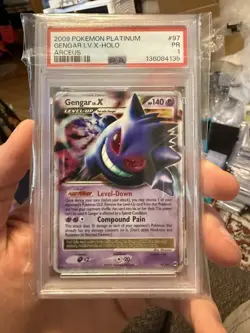 PSA 1 PR 2009 Pokemon Platinum Arceus Gengar Lv.X Holo Foil 97/99 - Image 1