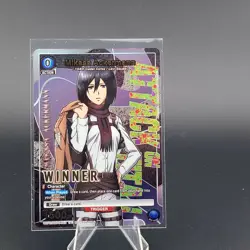 UNION ARENA MIKASA ACKERMAN UEPR/AOT-1-023 FOIL WINNER TOURNAMENT ENGLISH CARD - Image 1