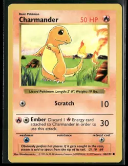 Charmander #46/102 Classic - Base Set Shadowless 1999 Common NM/LP Pokemon TCG - Image 1