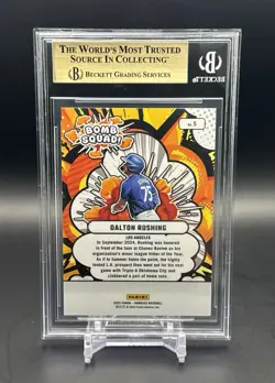 Dalton Rushing 2025 Donruss Bomb Squad Gold Ice /10 Gem Mint BGS 9.5 Dodgers - Image 4