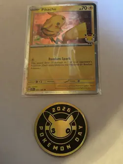 Pokemon Pikachu Promo Card 2026 Pokemon Day & 2026 Pokemon Day Coin - Image 1