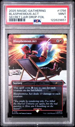 2025 MTG Secret Lair Drop Marvel Deadpool 1756 Blasphemous Act Foil PSA 8 - Image 1