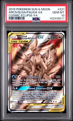 ARCEUS & DIALGA & PALKIA GX 221/236 PSA 10 COSMIC ECLIPSE ALTERNATE ART ENGLISH - Image 1