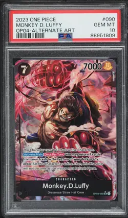 2023 One Piece Kingdoms Of Intrigue Alt Art Monkey D. Luffy #OP04-090 PSA 10 GEM - Image 1