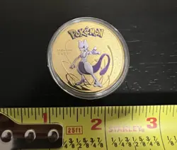 Mewtwo Pokemon Card Gold Coin Collectible Commemorative Metal Coin Gold Plated - Image 3