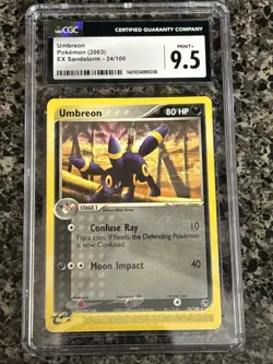 Umbreon 24/100 CGC 9.5 MINT EX Sandstorm Rare Vintage 2003 Pokemon Card - Image 1