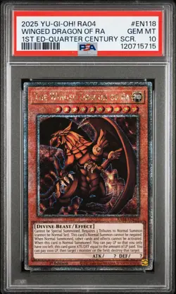 Yugioh PSA 10 The Winged Dragon of Ra RA04-EN118 QCR 1st Edition - Image 1
