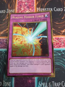 Yugioh Blazing Mirror Force PGL3-EN100 Gold Rare 1st Edition Near Mint - Image 1