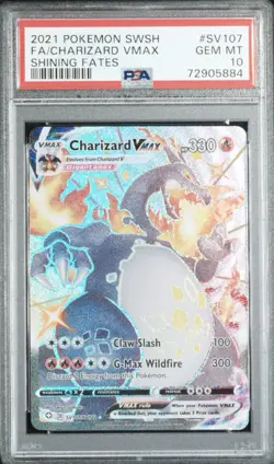2021 Pokemon Sword & Shield Full Art CHARIZARD VMAX #SV107 Shining Fates PSA 10 - Image 1