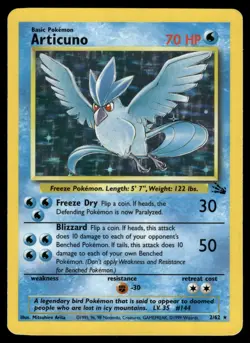 Articuno 2/62 Holo Rare Fossil Pokemon Unlimited Holo Lightly Played - Image 1