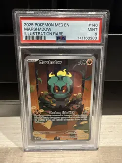 2025 Pokemon Mega MEG En Marshadow Illustration Rare #146 PSA 9 Mint - Image 1