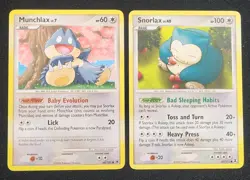 Pokemon TCG Munchlax Majestic Dawn 68/100 NM & Snorlax 81/111 Rising Rivals LP - Image 1