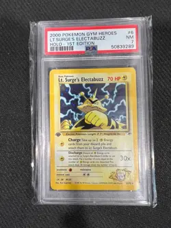 2000 Pokemon Gym Heroes LT. Surges Electabuzz Holo First 1st Edition PSA 7 - Image 1