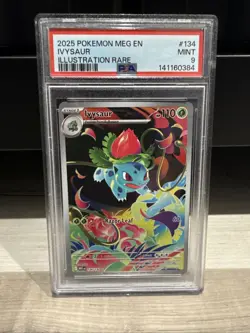 PSA 9 Mint Ivysaur Illustration Rare #134/132 2025 Pokemon MEG EN Full Art - Image 1