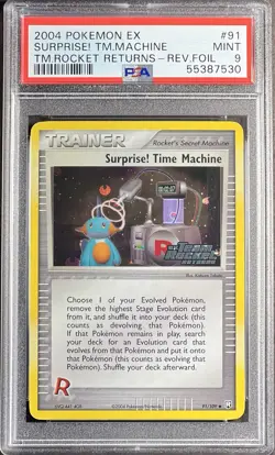2004 Pokemon EX Team Rocket Returns 91 Surprise! Time Machine Reverse PSA 9 - Image 1